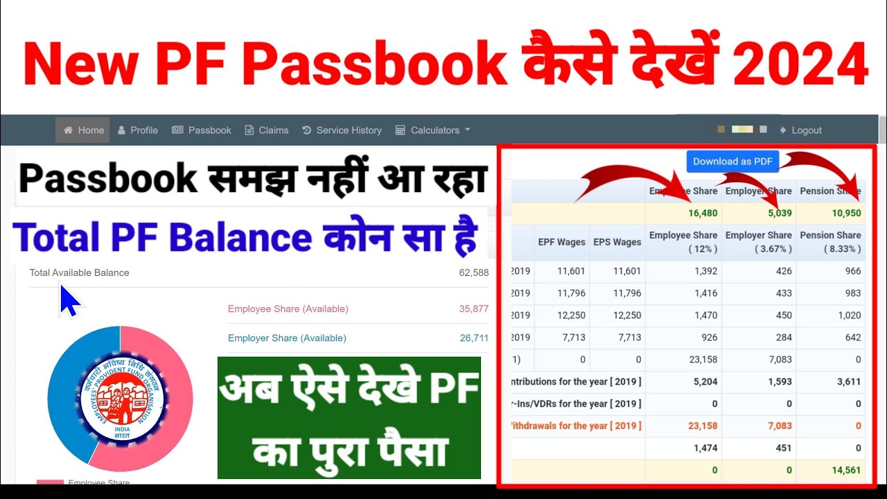 PF Balance Kaise check kare New PF Passbook कैसे दिखे टोटल PF कितना जमा हुआ है
