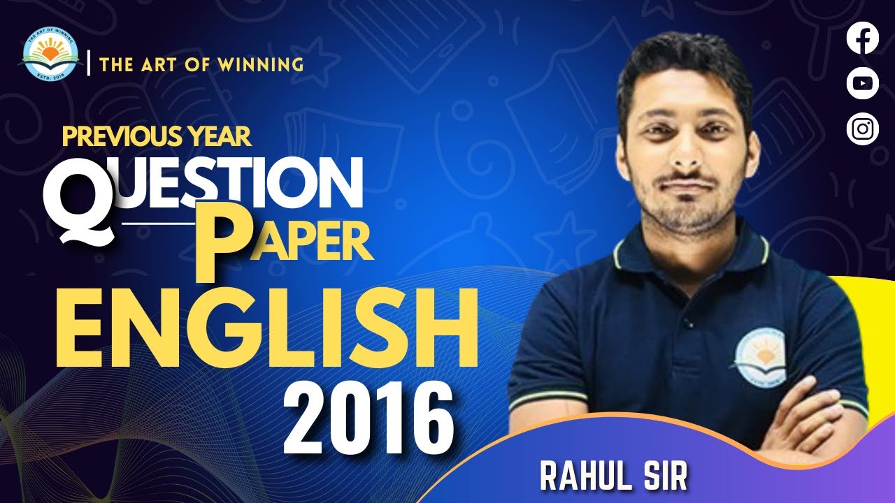 ENGLISH PYQ 2016 || TET- I  || THE ART OF WINNING ||  BY RAHUL SIR ||