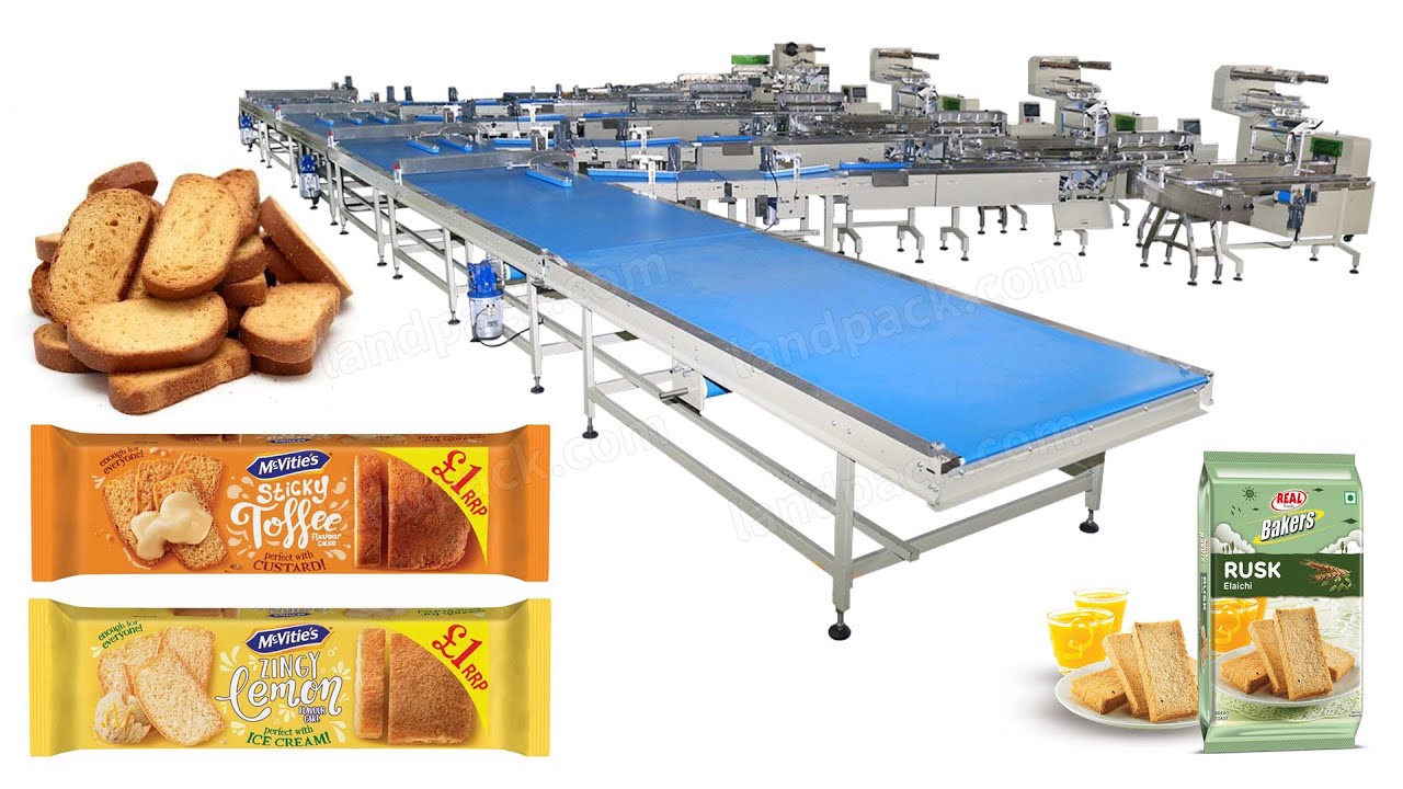 High Speed Energy Bar Protein Bar Rusk Feeding Sorting Packaging Line