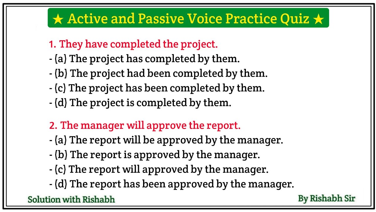Active and Passive voice quiz | Active and Passive voice in english | Active voice and Passive voice