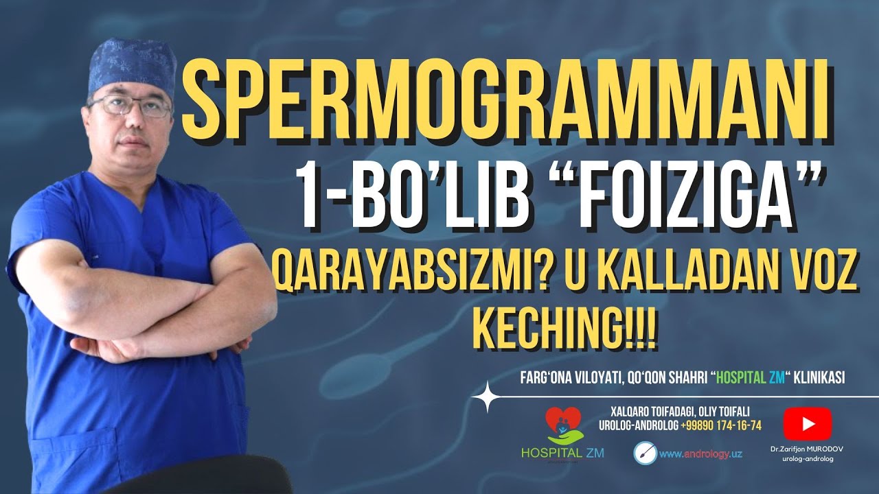 Spermogrammani foizi nechchi deb birinchi shuni qarayapsizmi bilimingiz 1970 yilni bilimi ekan