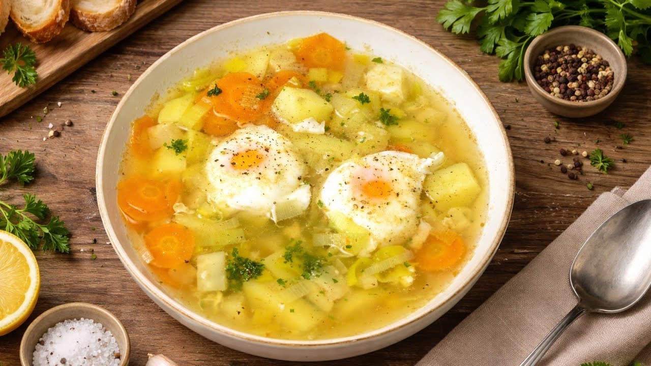 🥔🍲 Günstige Kartoffel-Gemüsesuppe mit Ei
