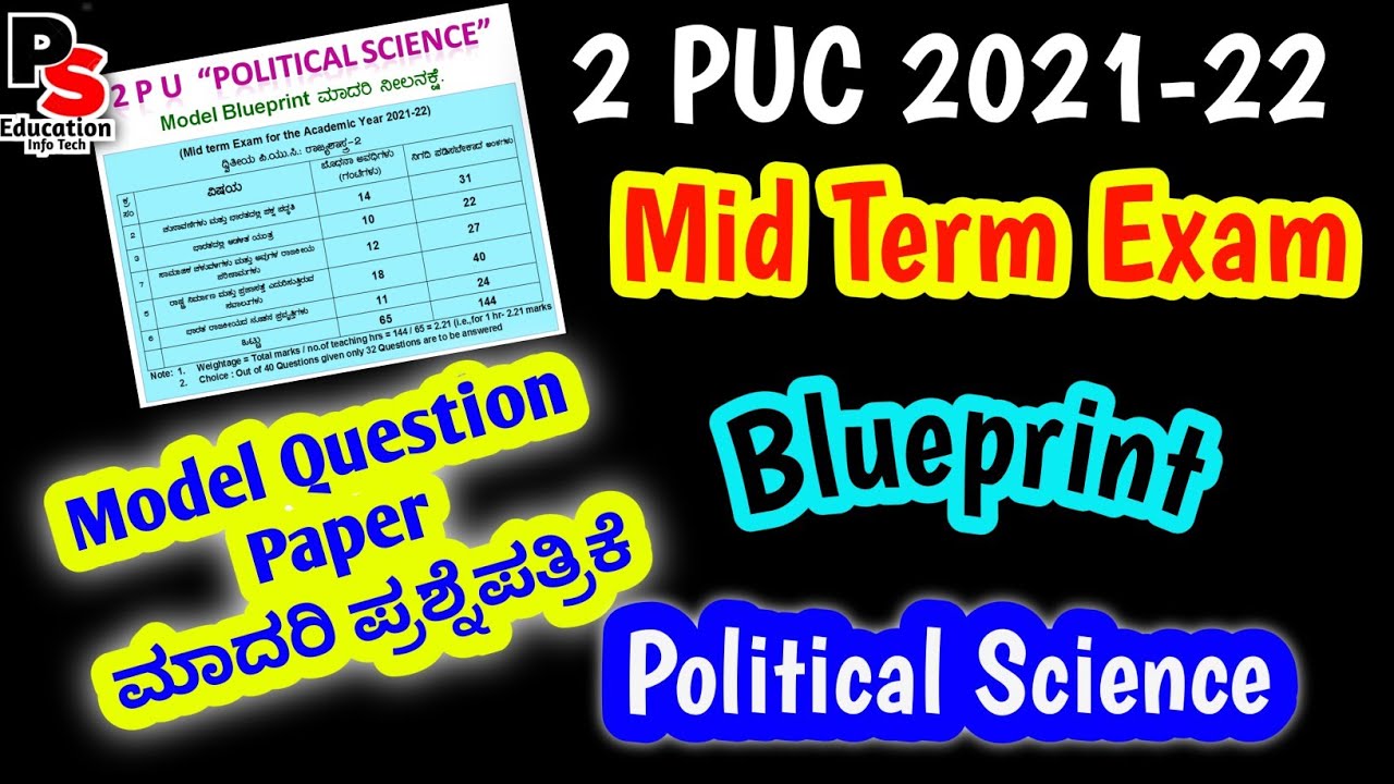 2nd PUC Midterm Exam,Political Science 2021,Blueprint & Model Question Paper Solved, ರಾಜ್ಯಶಾಸ್ತ್ರ 🔥🔥