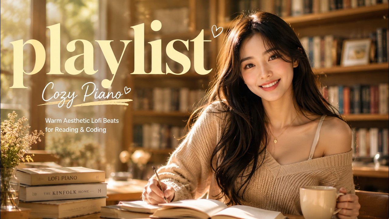 Cozy Library Piano ☕ Warm Aesthetic Lofi Beats for Reading & Coding
