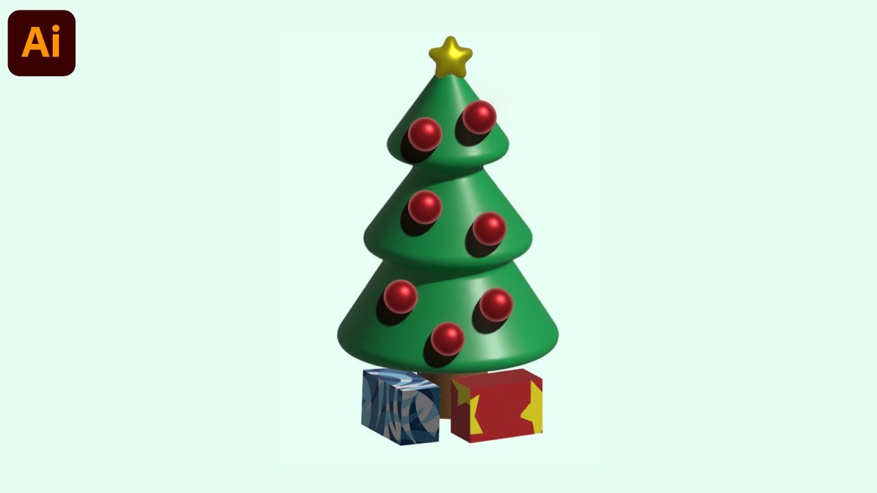 3D Christmas Tree Tutorial On Illustrator | Easy Beginner Tutorial