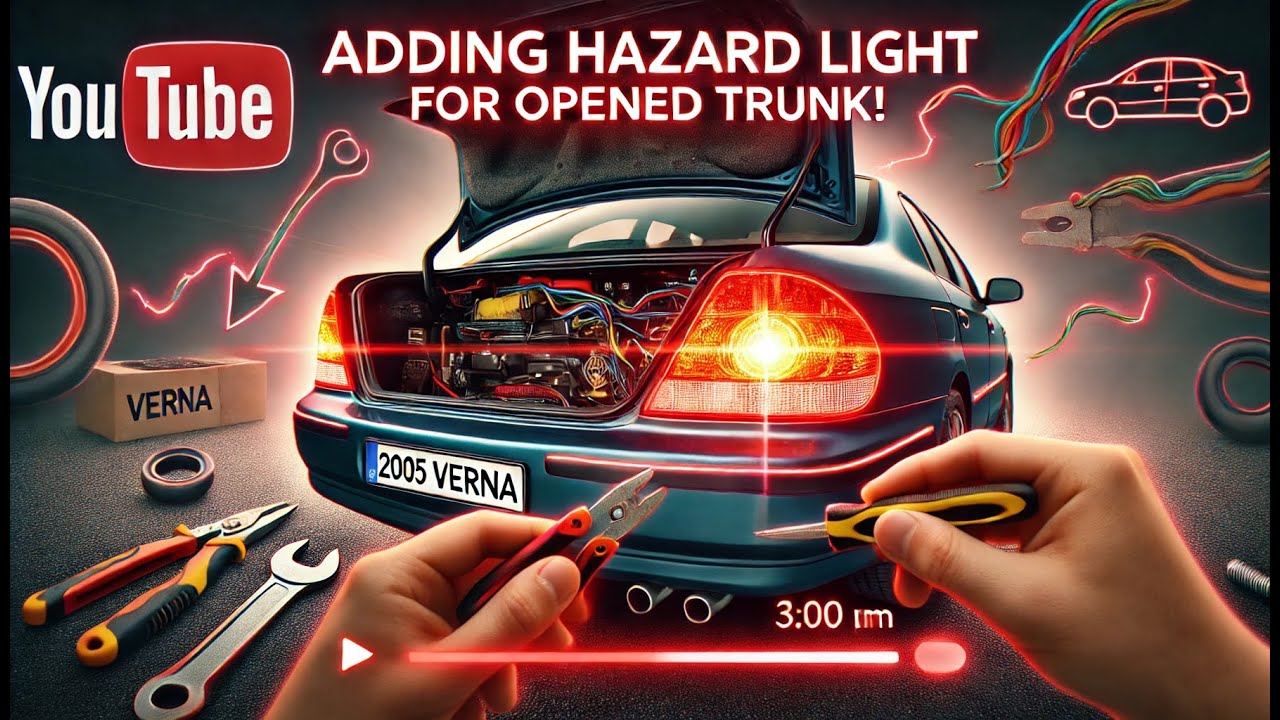 تشغيل لمبه اضاءه فتح شنطه سيارة فيرنا Hazard light for opened trunk of Verna car