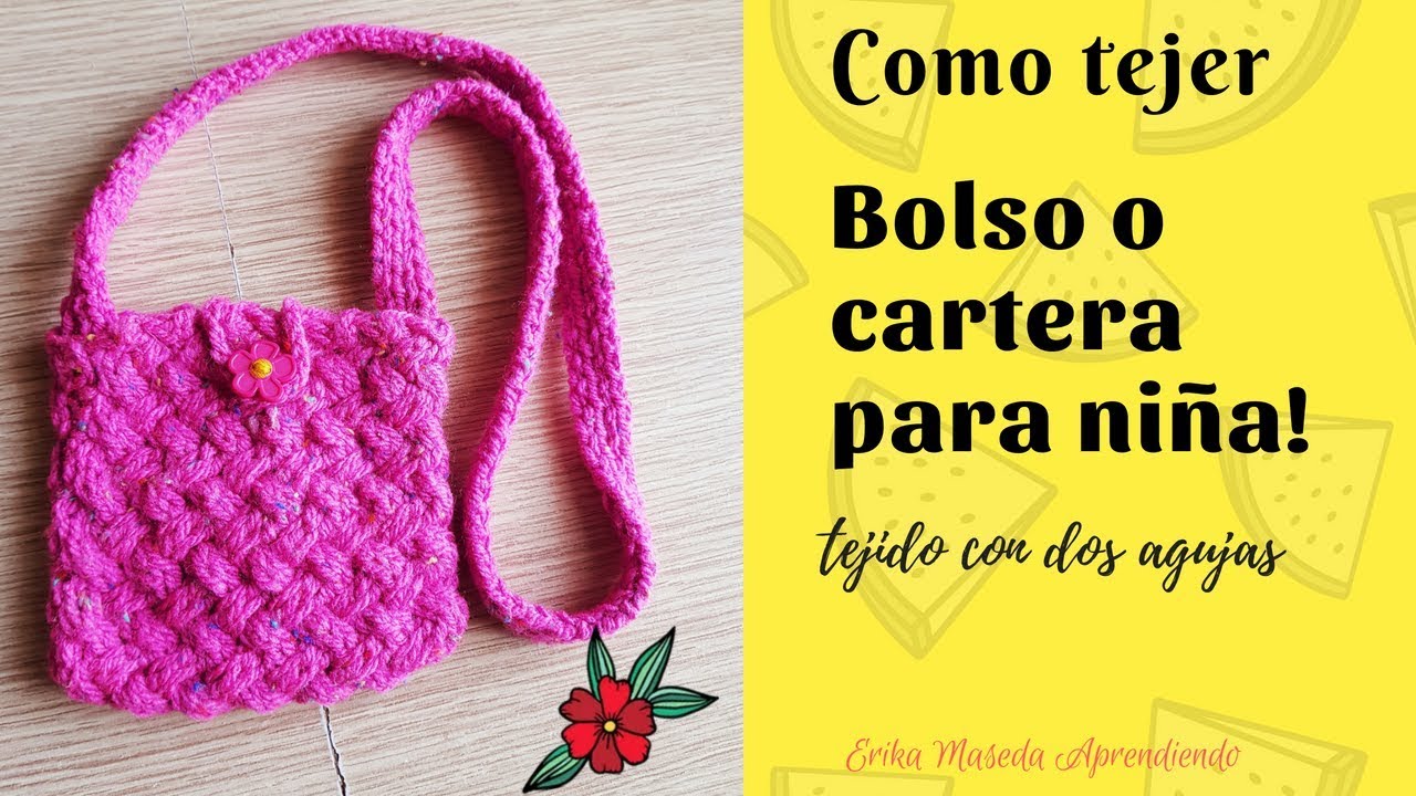 Como tejer, Cartera o bolso para niña tejida con dos agujas
