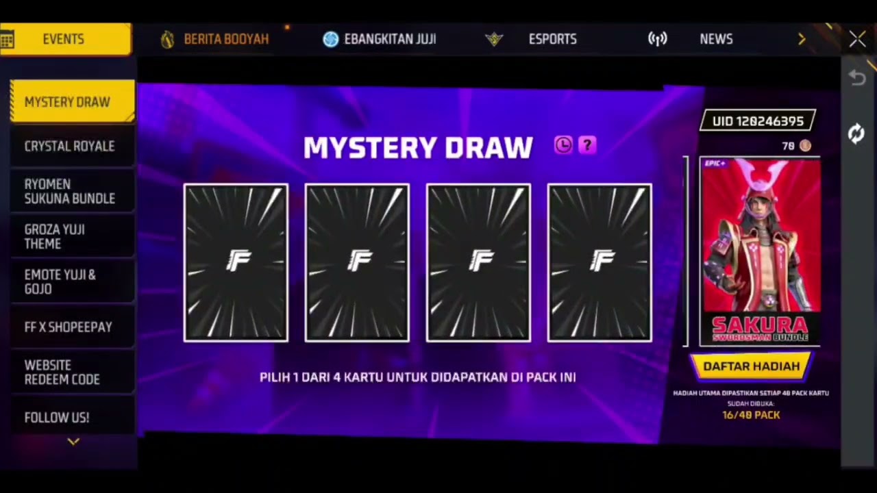 Spin Token Ring Ryomen Sukuna dengan modal 10 Voucher Gratis