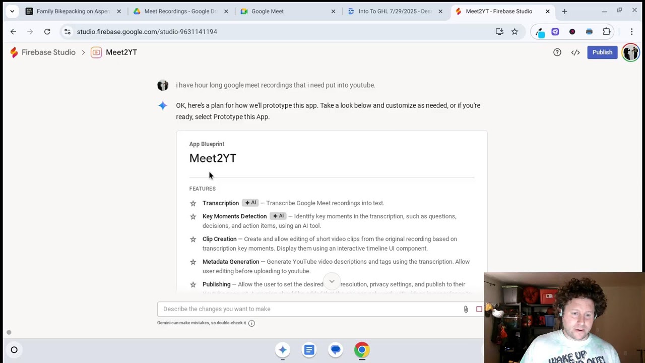 google firebase for google meet recordings