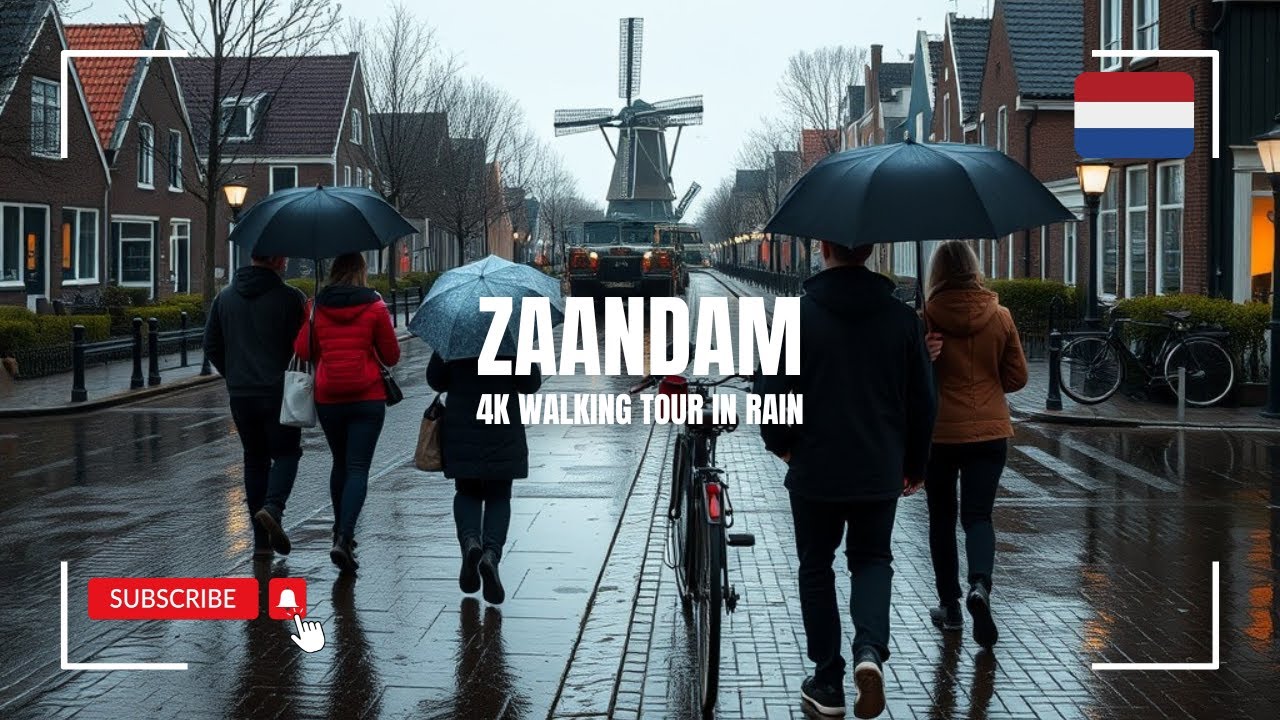 Walking in the Rain in Zaandam, the Netherlands | 4K ASMR