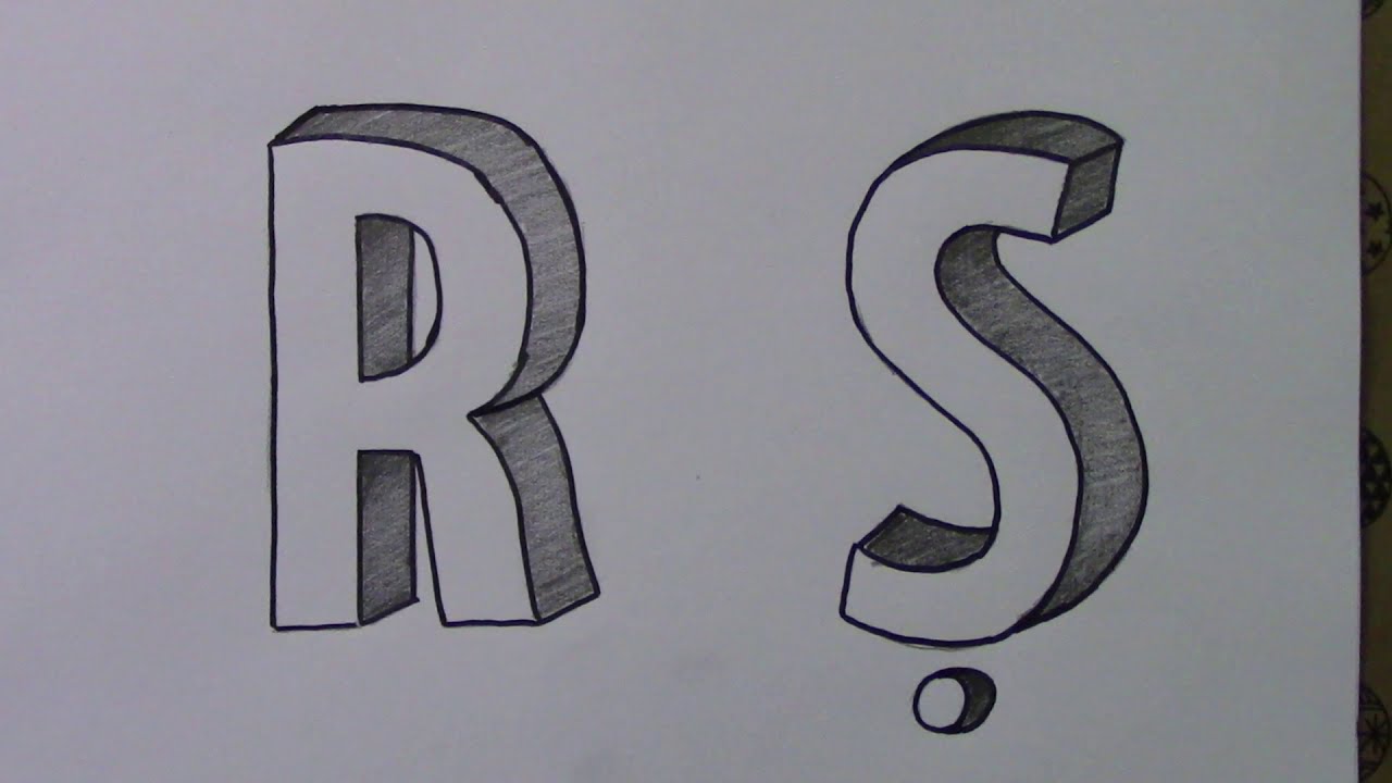 Kolay 3 Boyutlu R Ve Ş Harfi Çizimi - Easy 3D Drawing Of R And S Letter