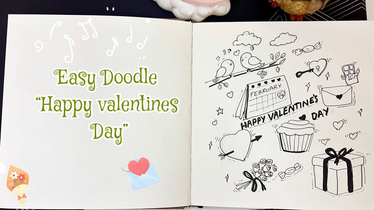 Doodle day 46|Valentine’s Day Doodle Drawing | Easy Love Doodle Art for Beginners