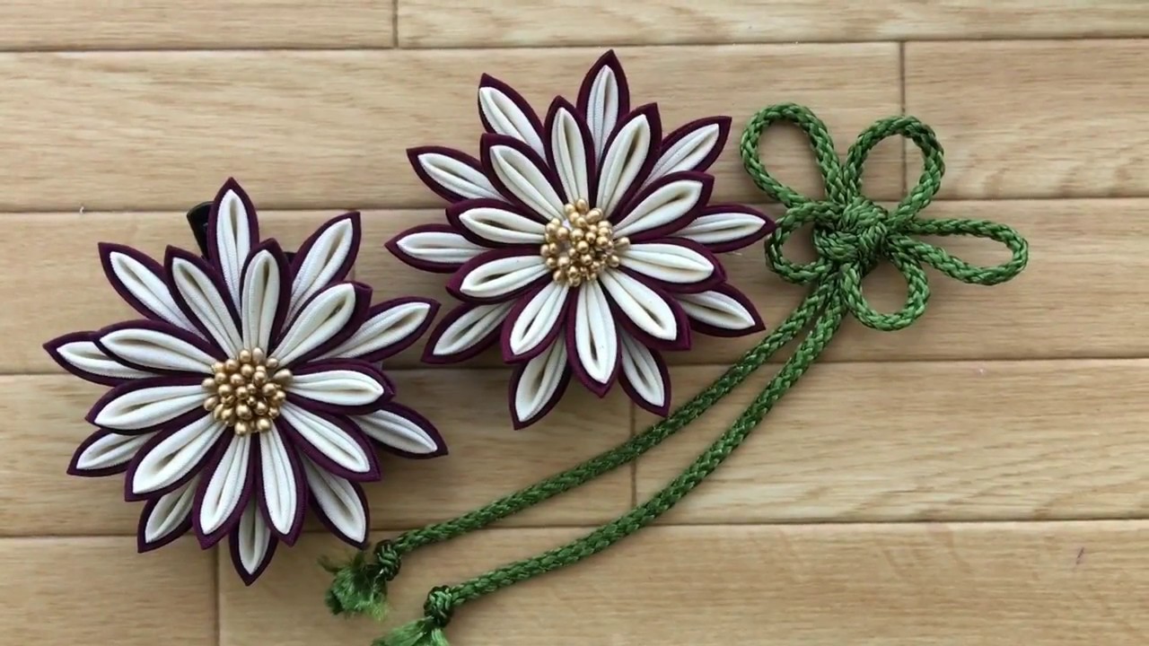 つまみ細工 kanzashi flower 着物髪飾り 浴衣髪飾り作り方