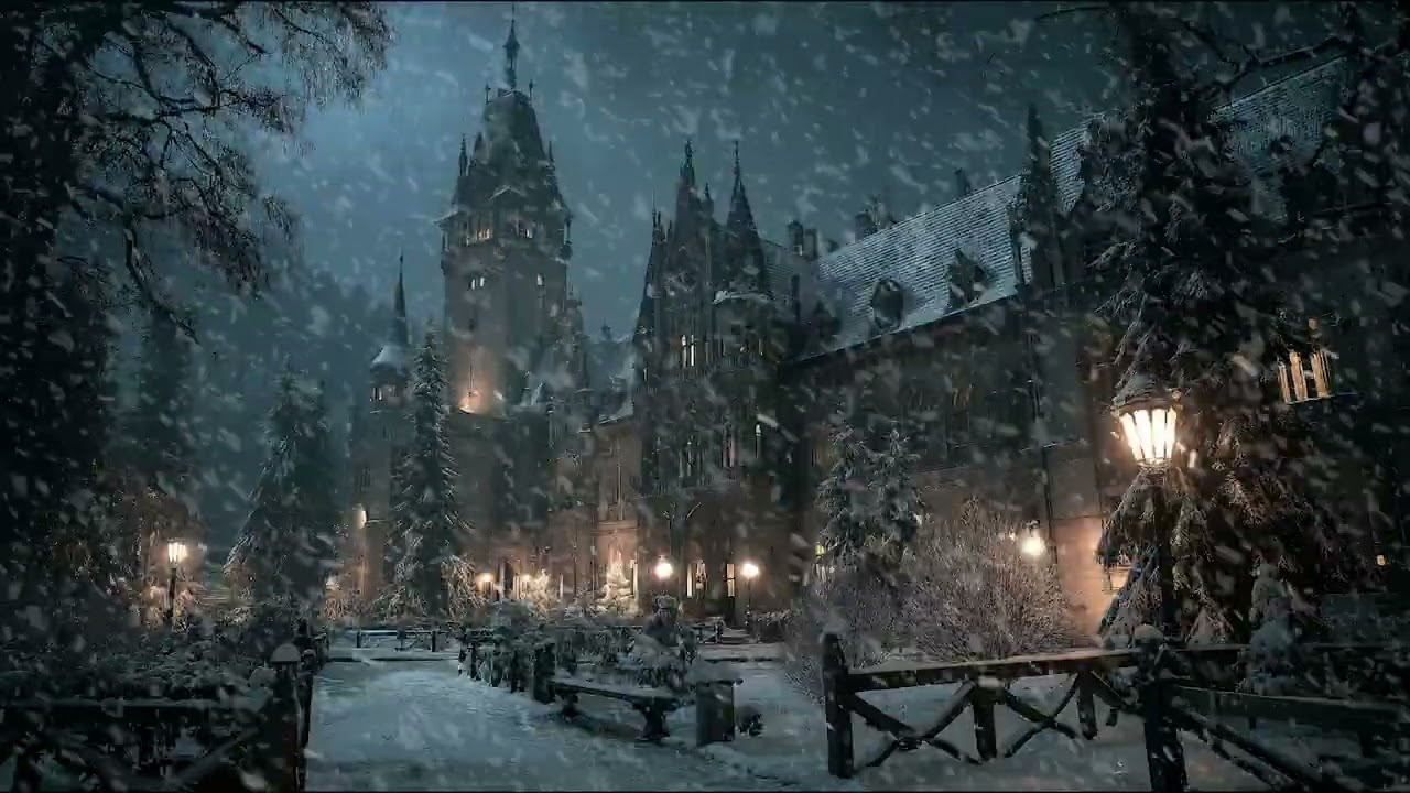 Relaxing Winter Storm Ambience with Whispering Wind and Falling Snow Sounds for Restful Sleep