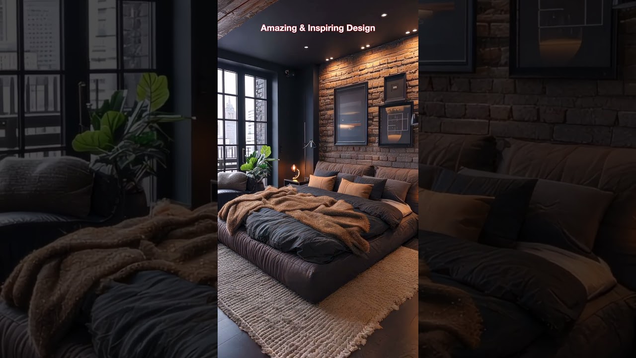 Cozy Modern Bedroom | Dark Industrial Loft Style