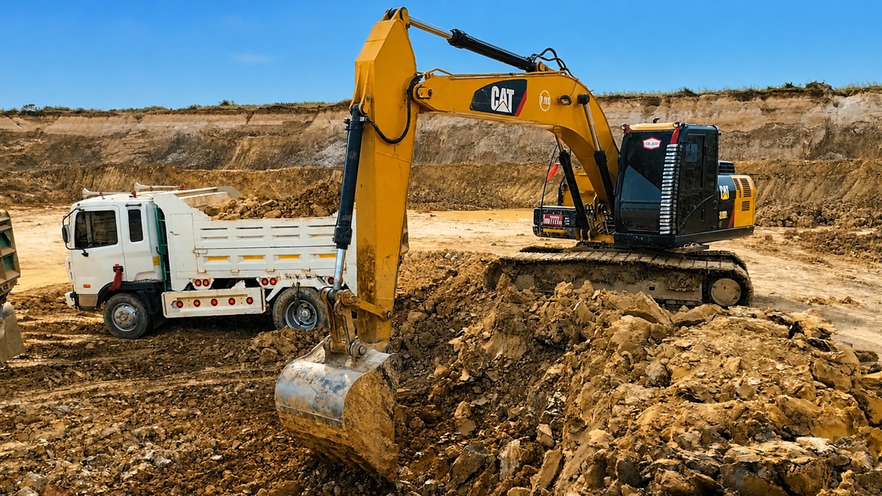 CAT Heavy Equipment in Action &ndash; Excavator Loading Trucks Nonstop | Iron Beast Works