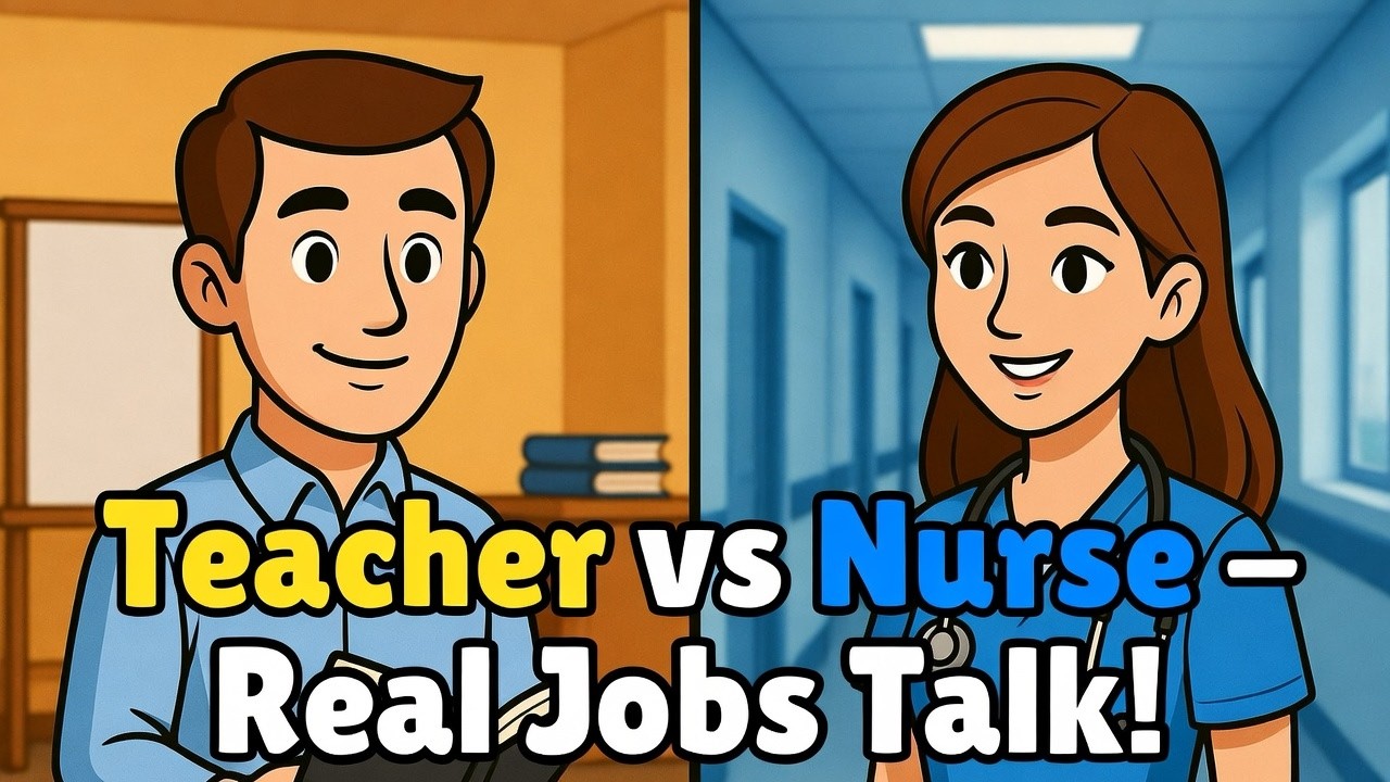 How To Talk About Your Job In English- Teacher & Nurse Talk About Their Jobs  Real Life Conversation