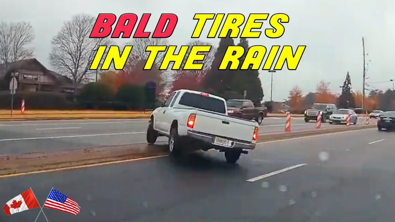 DRIVER FISHTAILS IN THE RAIN AND HITS CURB | USA & Canada Compilation