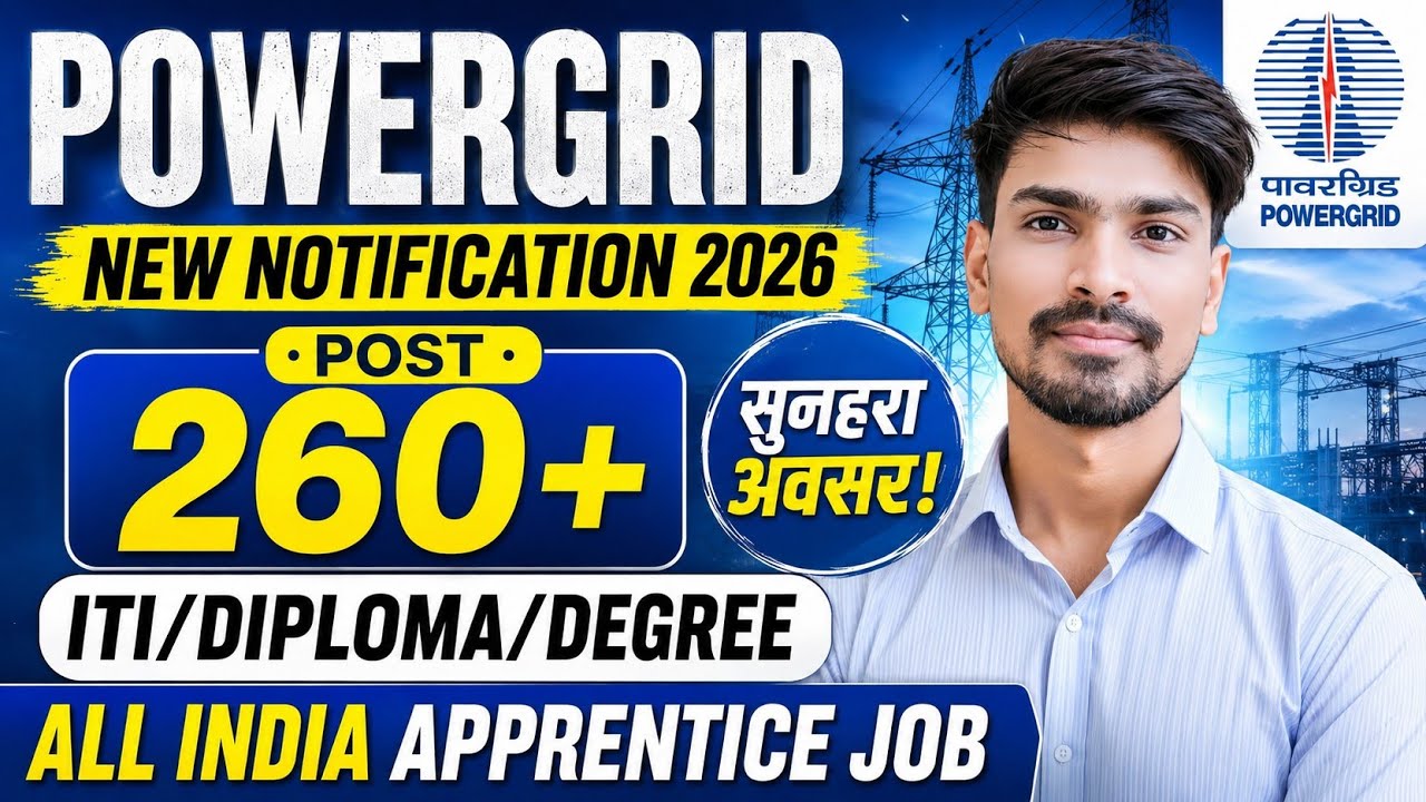 POWERGRID Apprentice Recruitment 2026 | 260+ Posts | ITI/Diploma/Degree | Powergrid New Vacancy 2026