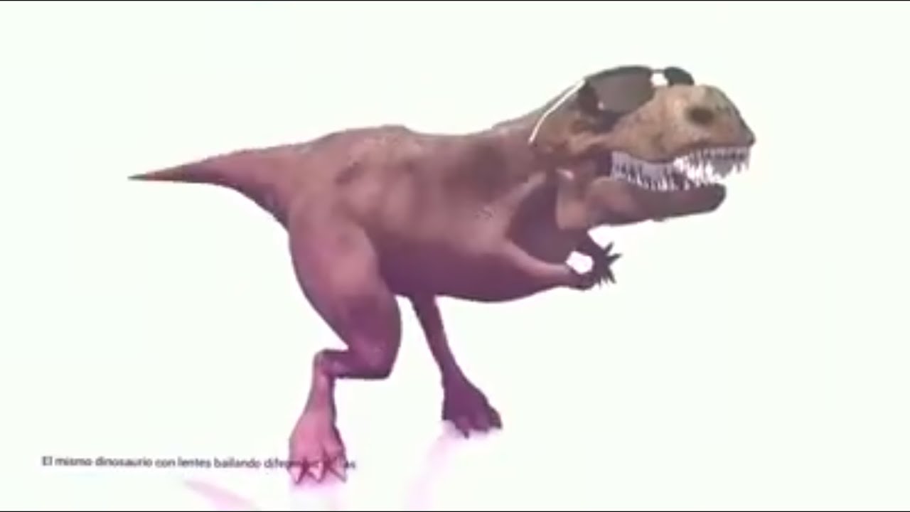 Rainbow T-rex dancing to 