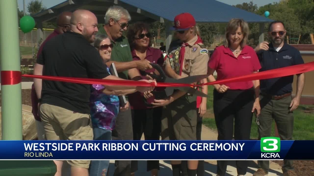 Ribbon cutting ceremony in Rio Linda celebrating the opening of a new park