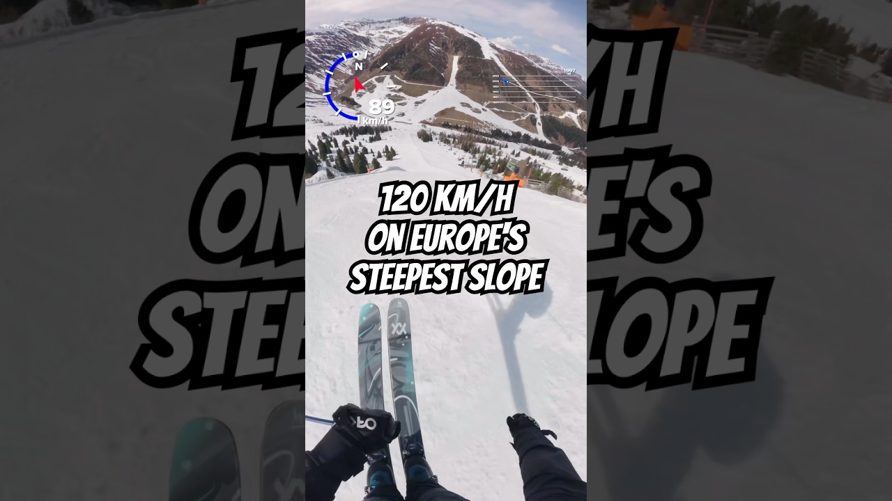 POV: 120km/h on the steepest slope in Europe - straight line. #shorts #skiing #skito #pov #extreme