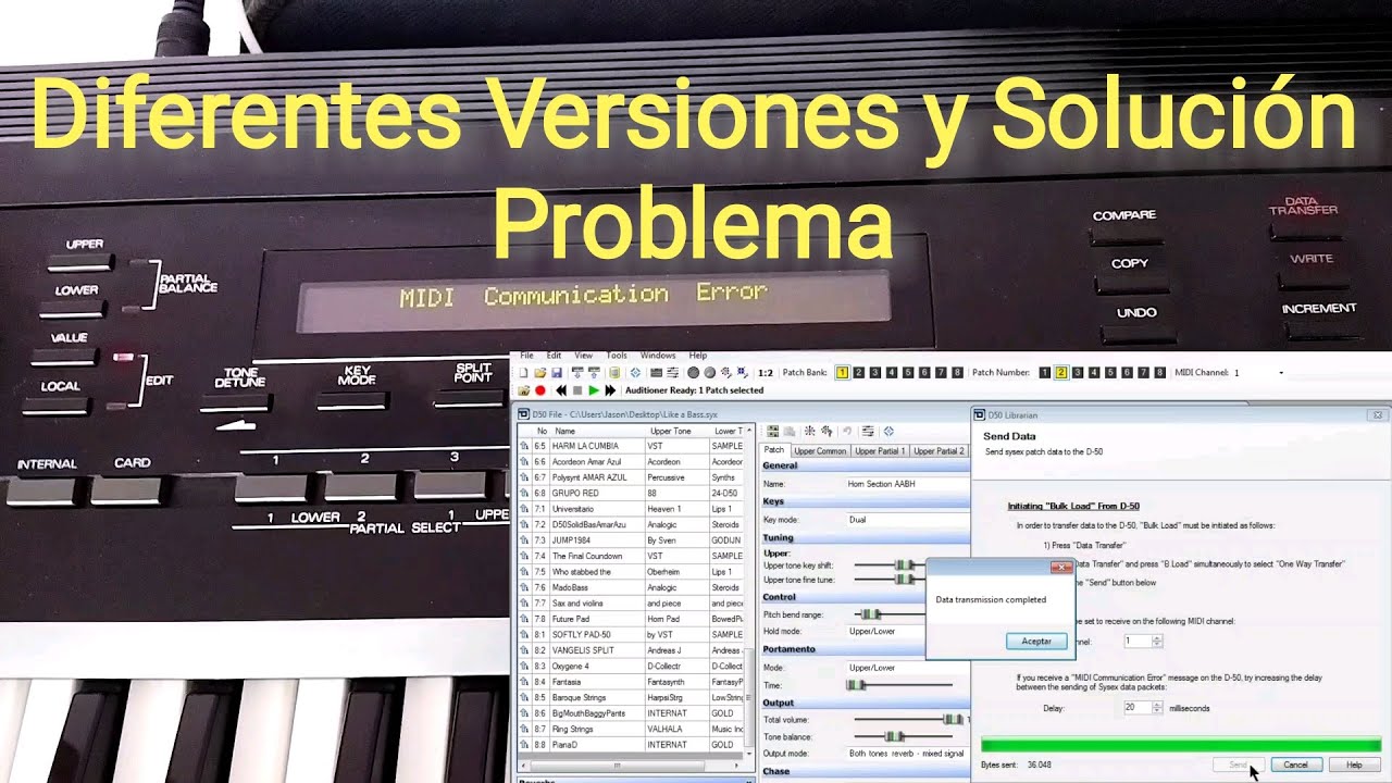 Comparación Diferentes Versiones Roland D-50/D-550 (MIDI COMMUNICATION ERROR)