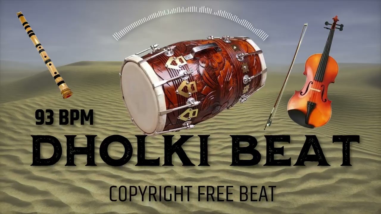 Dholki Beat Copyright Free | Punjabi  Dhol Dholak | Bhangra Folk beat 93  BPM | By Shyam Verma