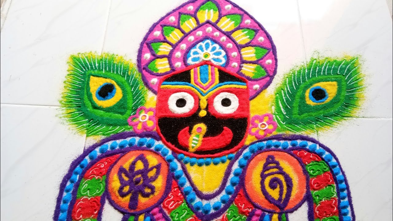 Jagannath Rangoli Design For Kartika Purnima || Jagannath Rangoli For panchuka Brata