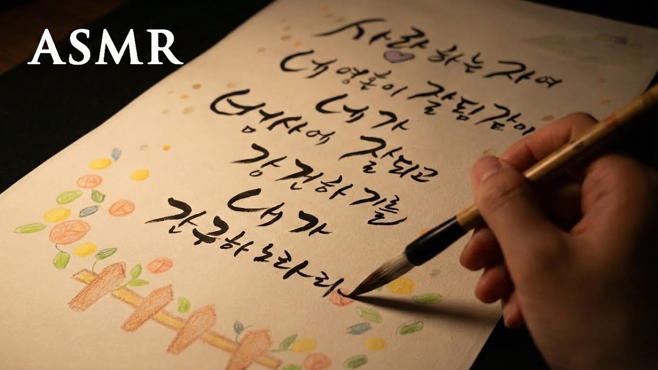 ASMR | Korean Calligraphy with Blunt Pencil Sounds (No Talking, Real Time)