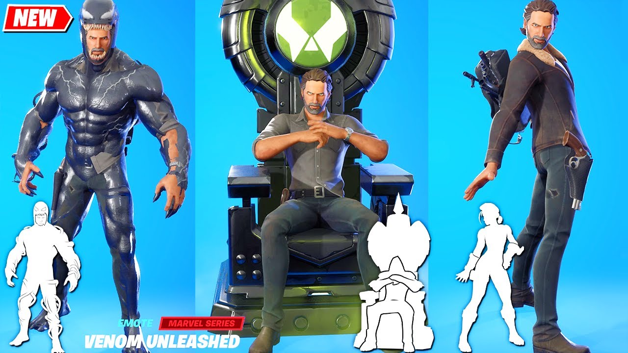 Fortnite Rick Grimes Skin (The Walking Dead collab) doing all Built-In Emotes シ