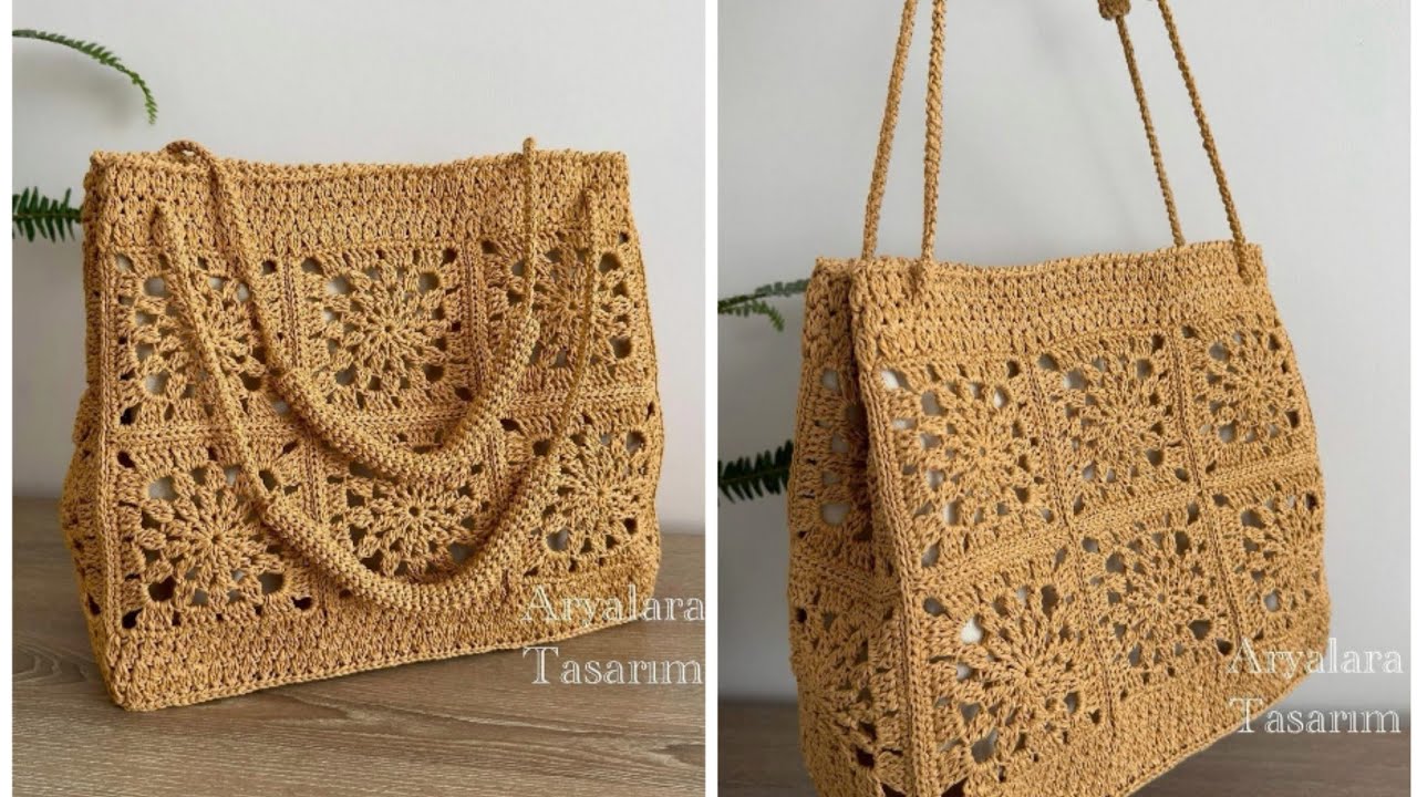 Aryalara Tasarım İmzalı 16 Motifli Kol Çantası Yapımı (Bu sap detayına bayılacaksız) #crochetbag