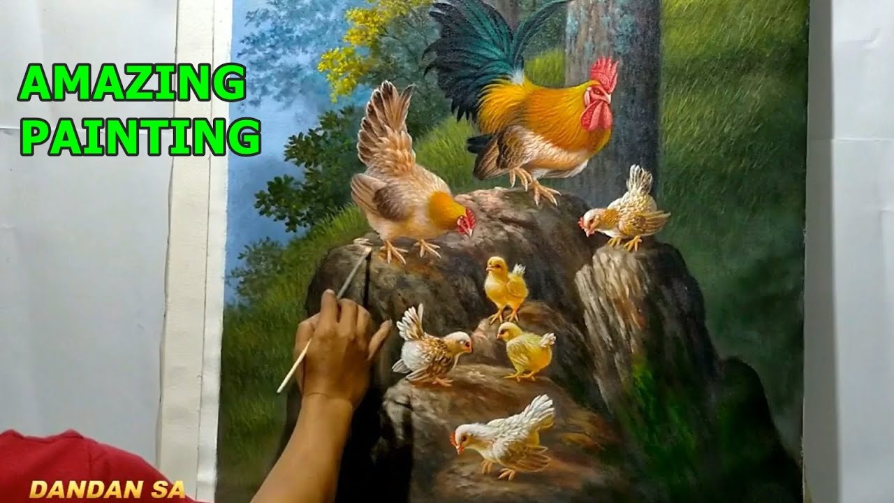 CARA MELUKIS - MENGGAMBAR AYAM POHON DAN ANGGREK / HOW TO DRAW CHICKEN, TREE AND ORCHID By DANDAN SA