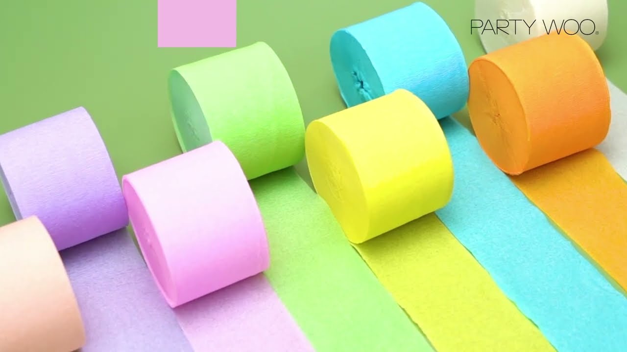 PartyWoo Crepe Paper Streamers 8 Rolls, 1.8 Inch x 82 Ft / Roll, Pastel Party Streamers Party Decor