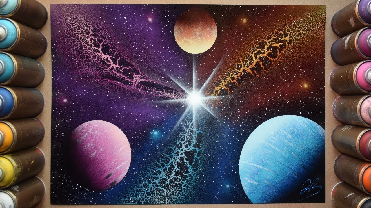 Triple Galaxy SPRAY PAINT ART