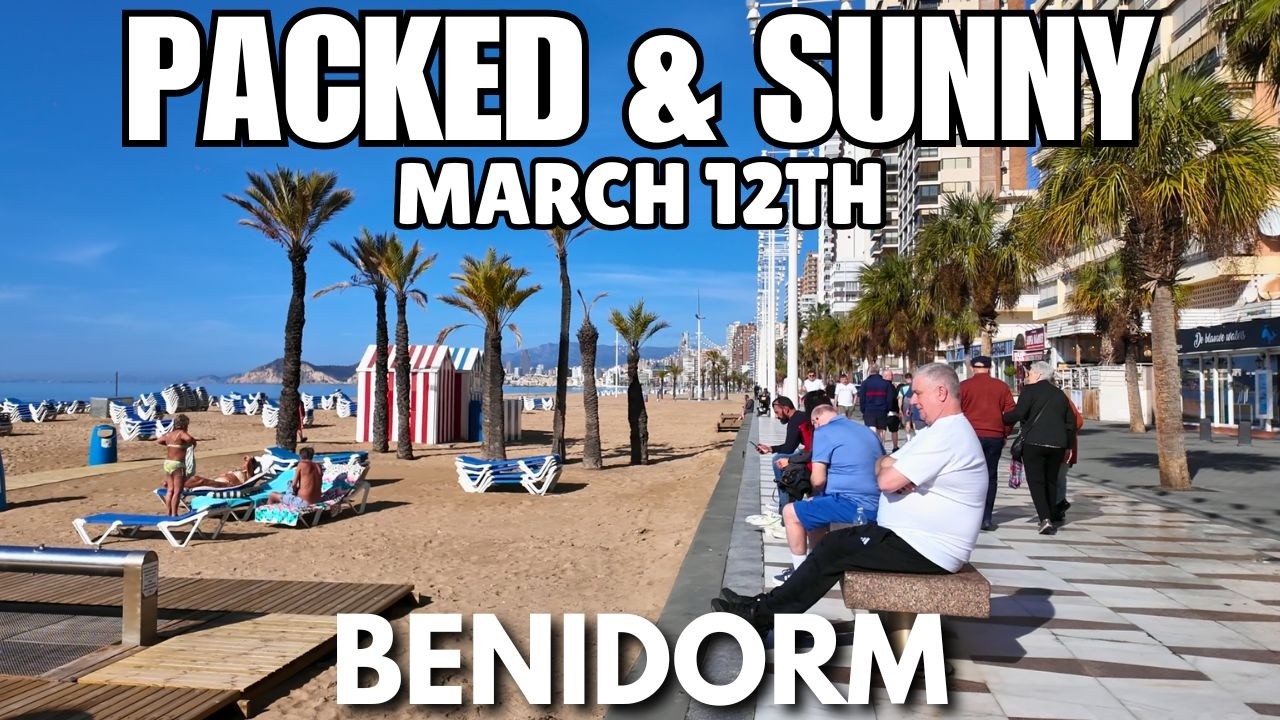 Benidorm: Packed Levante Beach, Morning Crowds & Sunny Weather! ☀️