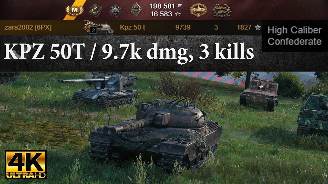 Kampfpanzer 50 t video in Ultra HD 4K🔝 9739 dmg, 1827 exp, 3 kills 🔝 World of Tanks ✔️