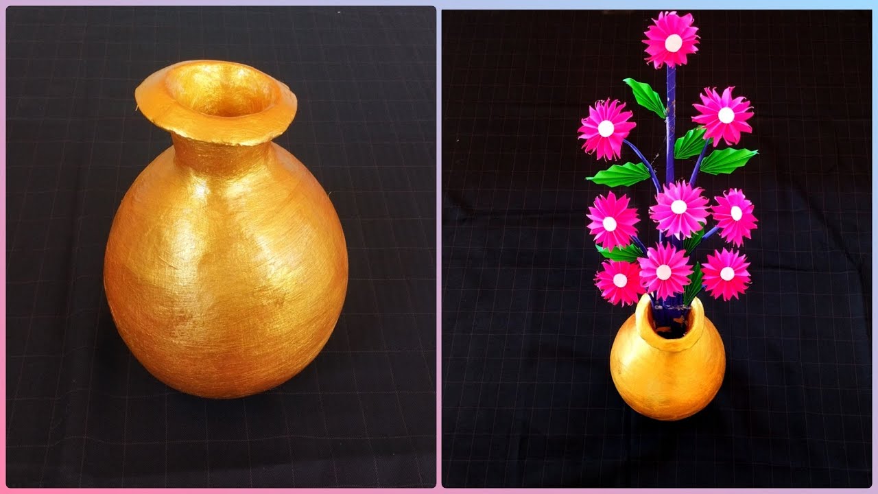 white cement flower vase making at home || DIY white cement craft ldeas