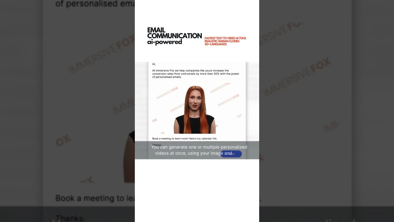 Immersive Fox - CRM - Mass Email AI Videos - Business Communication - Sales - Training - CEO Message
