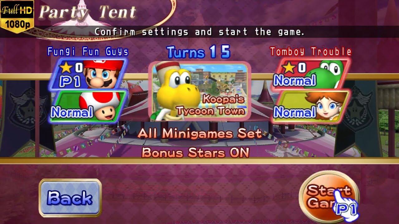 Mario Party 8 - Tag Battle - Koopa's Tycoon Town - Mario and Toad vs Yoshi and Daisy