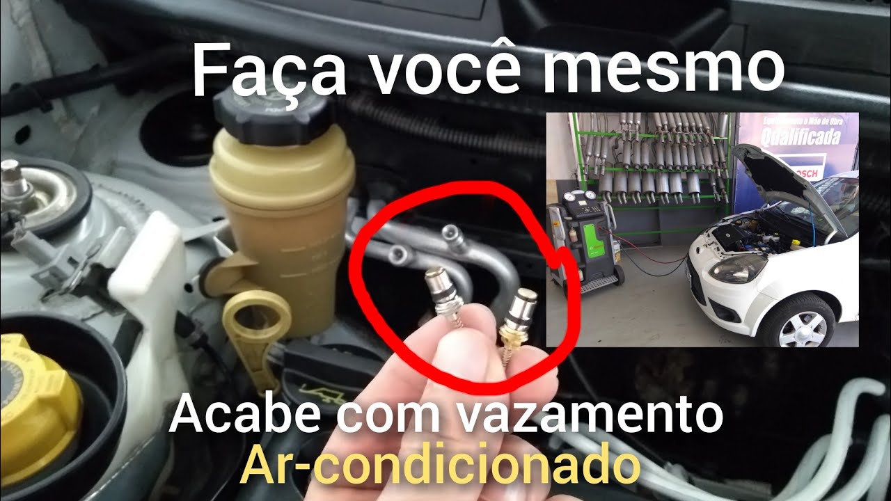 ar-condicionado: troca da válvula de serviço e carga de gás ( Ford ka).