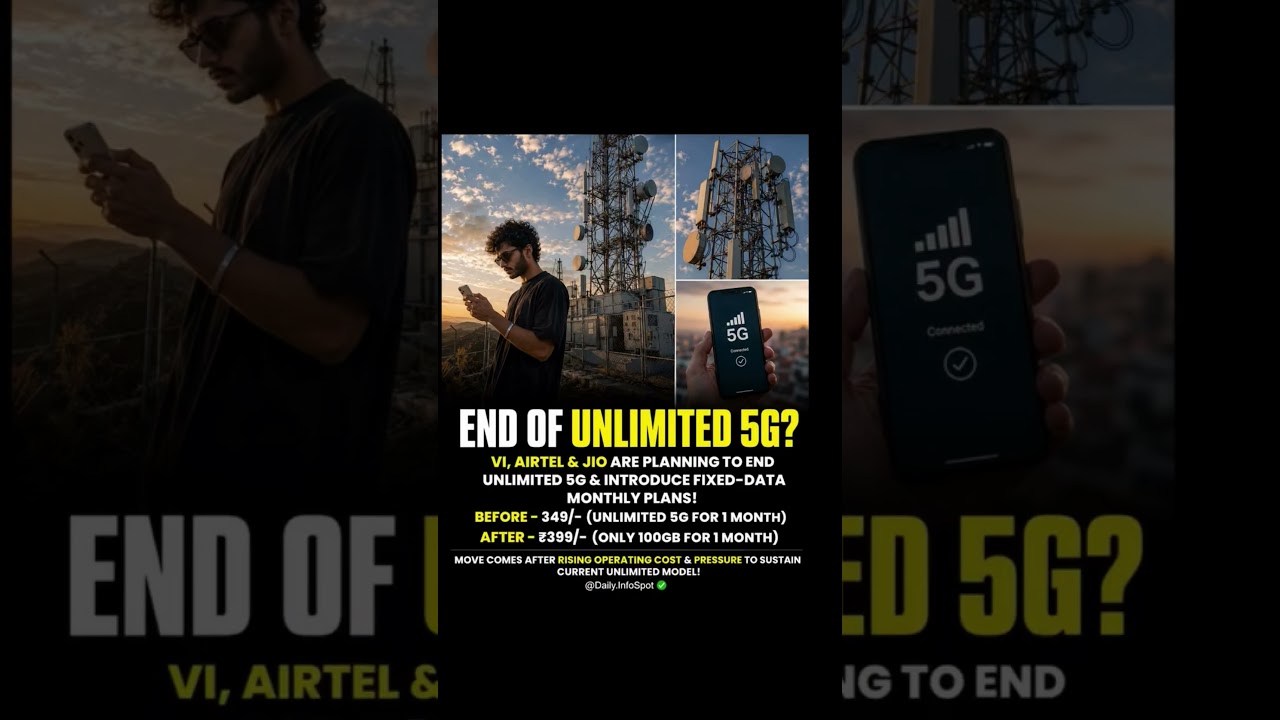 End of UNLIMITED 5G in India?! 🚨 Jio, Airtel & Vi New Plans! 📱💸|#5g#era #jio #airtel #vi 5g era over