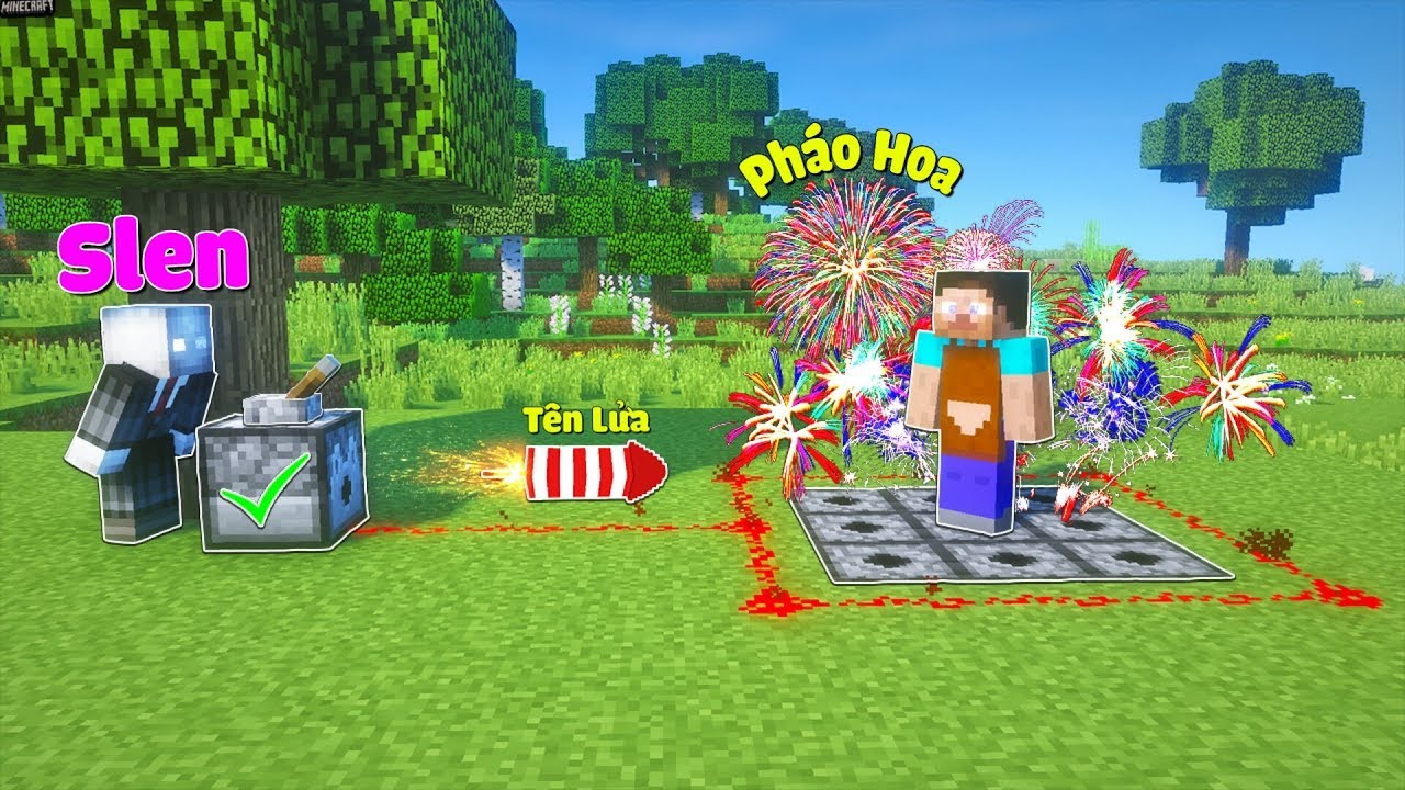 CÁCH LÀM BẪY PHÁO HOA TROLL ÔNG THỢ RÈN ĐÊM GIAO THỪA TRONG MINECRAFT | Thử Thách SlenderMan