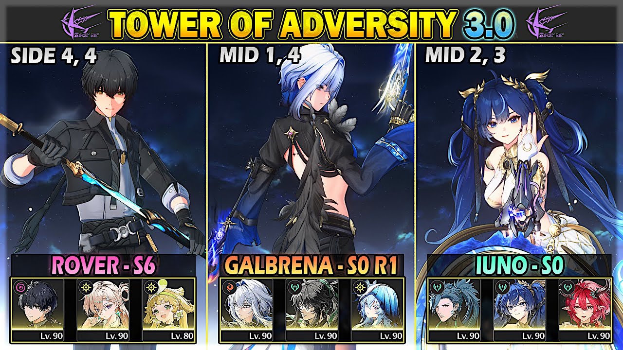 [NEW ToA] Galbrena, Iuno-Jiyan, Rover-Lynae | Tower of Adversity 3.0 36 Crest | Wuthering Waves
