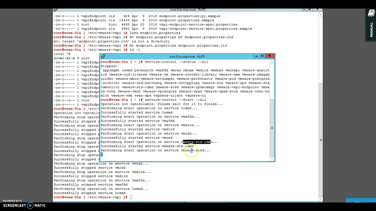 vCenter service troubleshooting