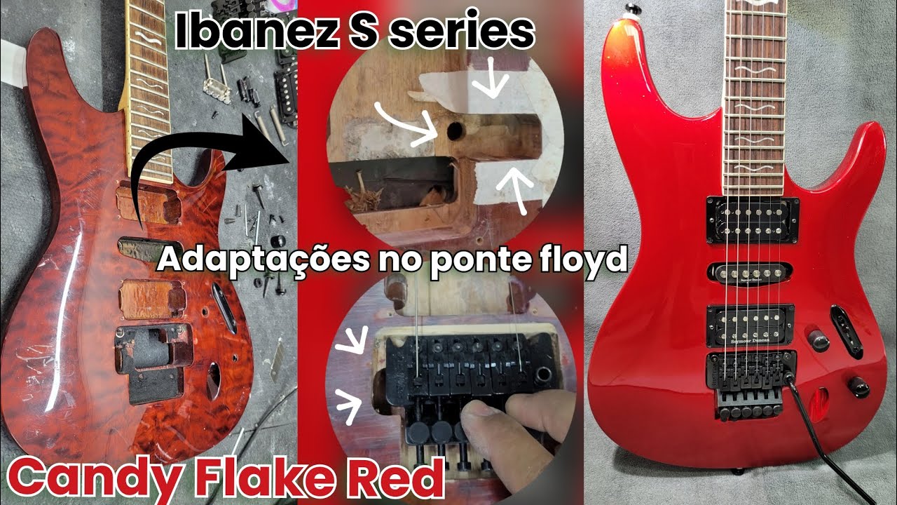 Ibanez S series - Transformação/Pintura Candy Flake Red 