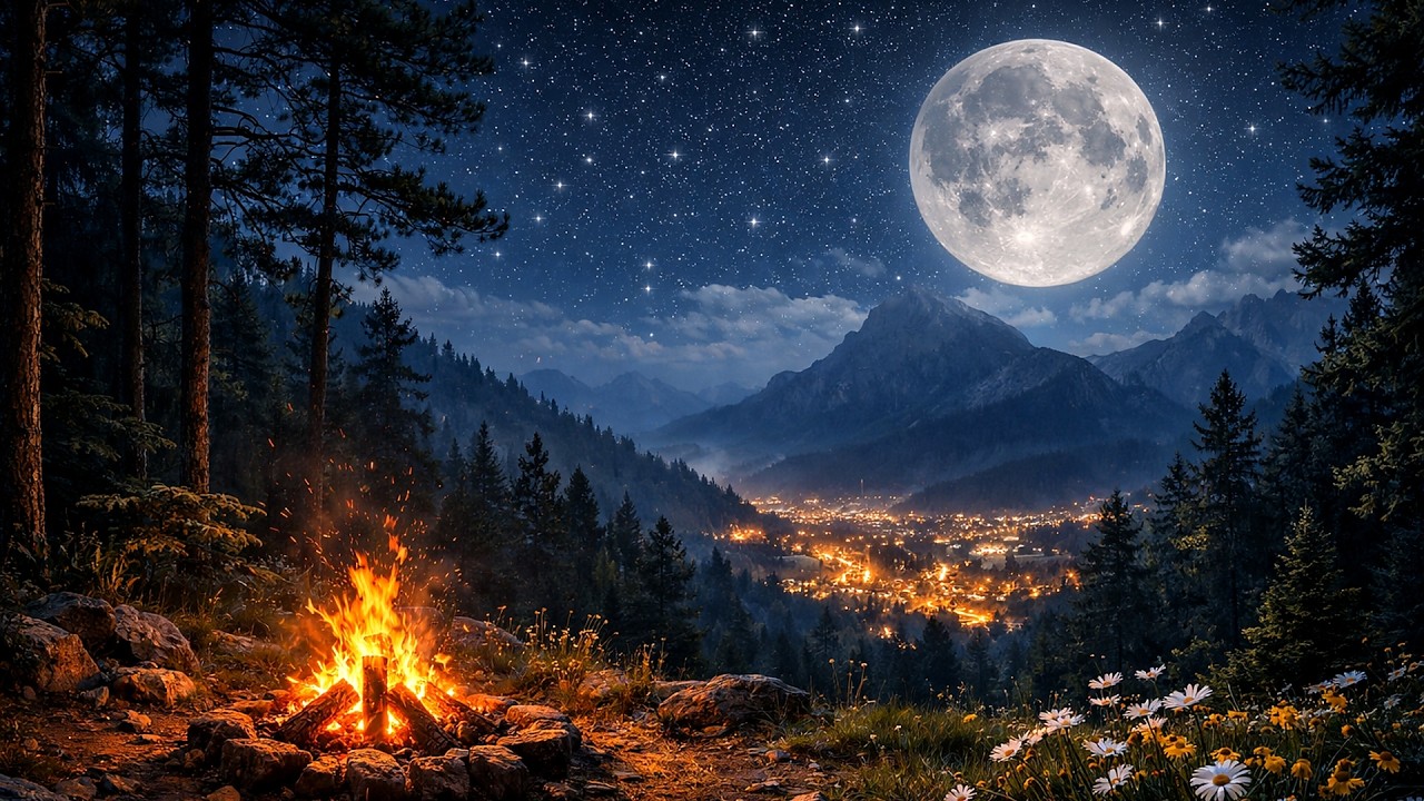 Deep Sleep Music (Ad-Free) • Forest Campfire + Gentle Piano • Calms the mind, relieves anxiety