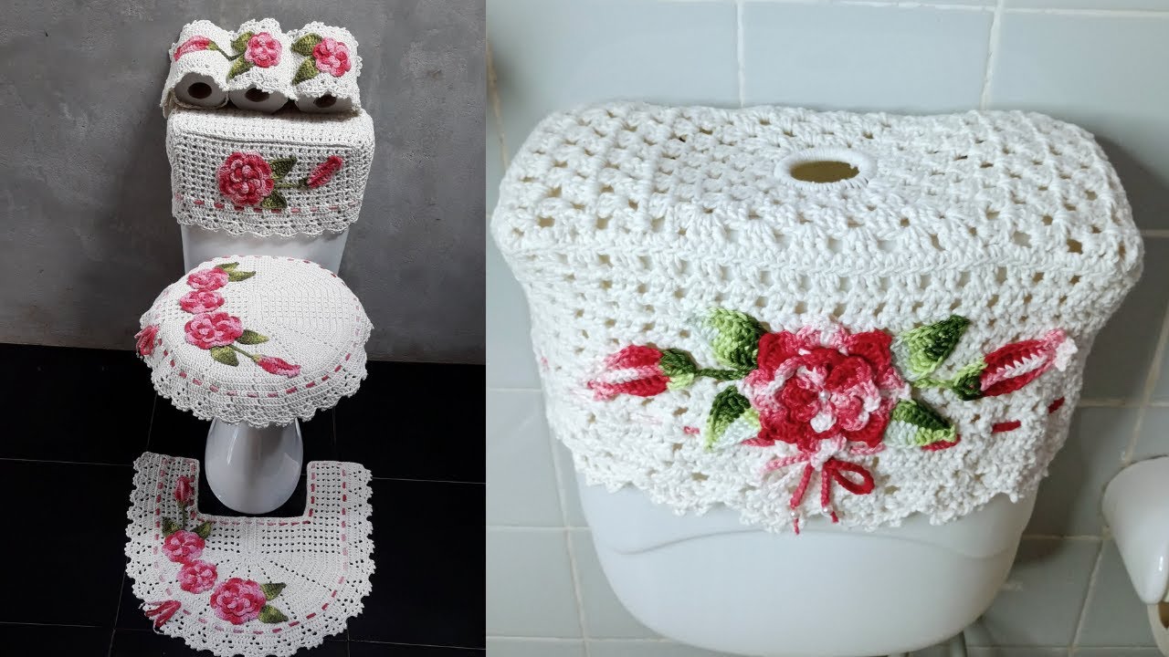 Cubre tanque a crochet. Set de baño tejido