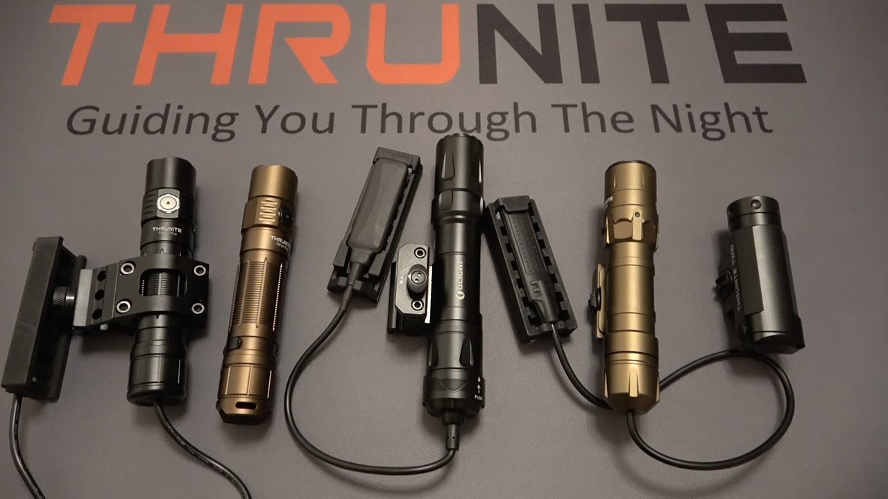Thrunite TN12 Pro weapons light package vs TN12 Pro, TW20, TW10, & Olight Odin