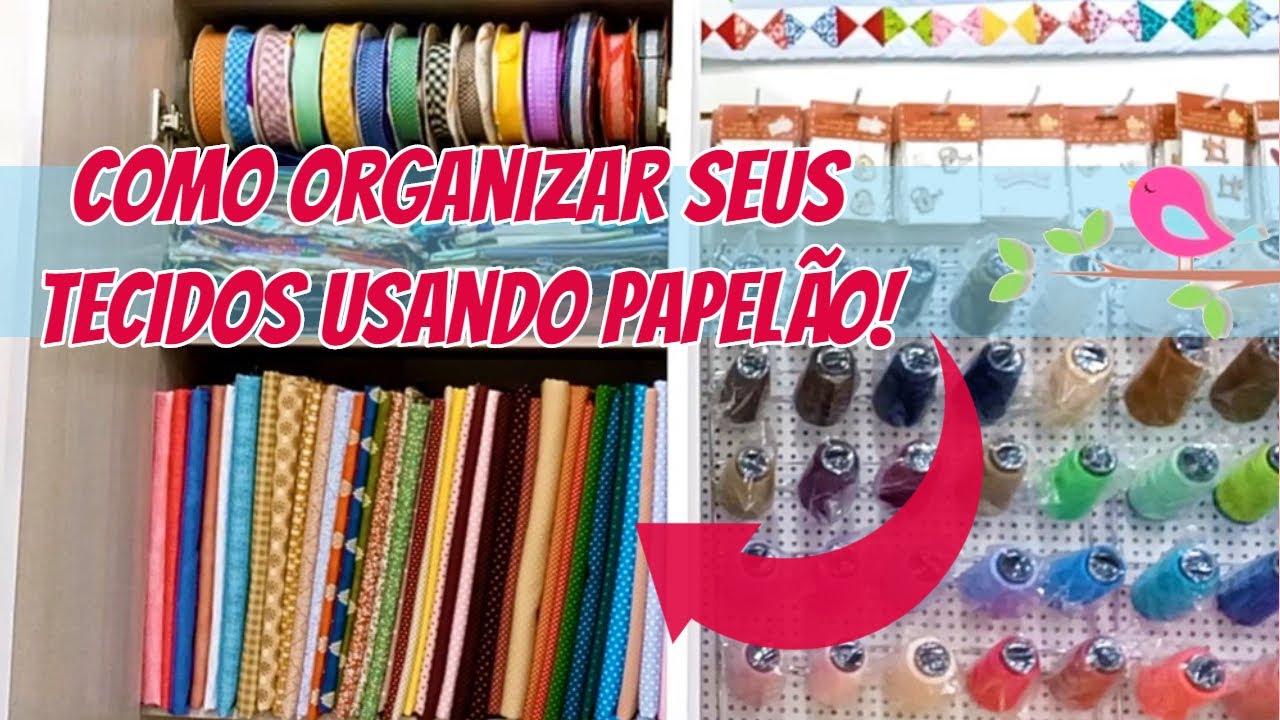 Como organizar seus tecidos usando papelão!